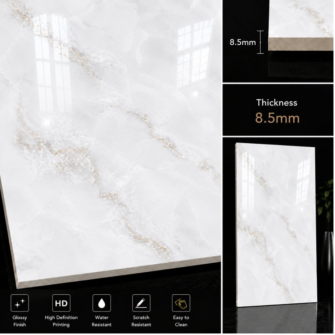 CA Viser onyx White Marble & Stone Kitchen Tiles - My Home Studio